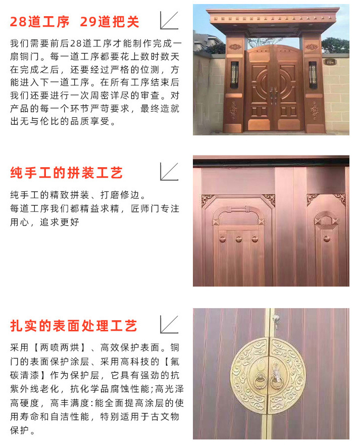 沈陽(yáng)銅門為純手工打造 做工精細(xì) 外觀大氣